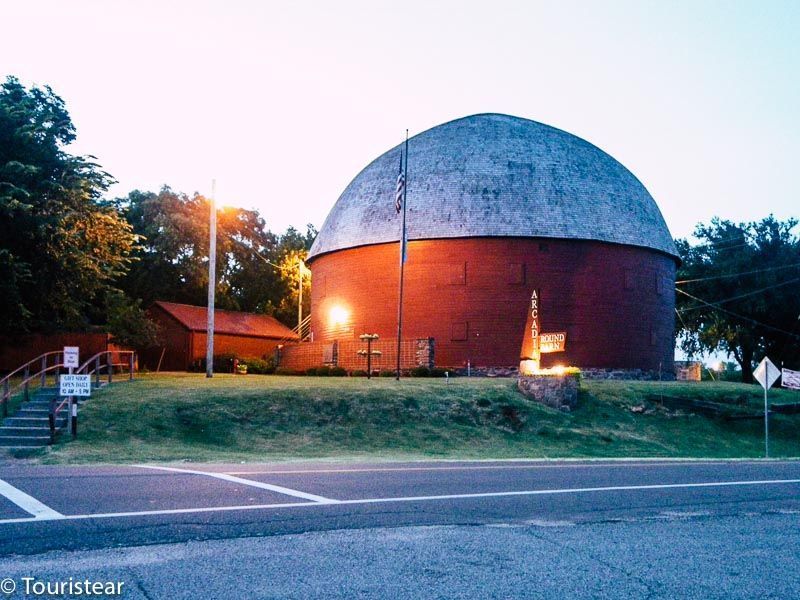 Arcadia Oklahoma City's Classic Red Barn under dark skies