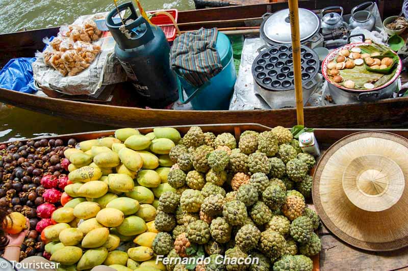 Thailand, fruit raft, amphawa floating market, photography tricks