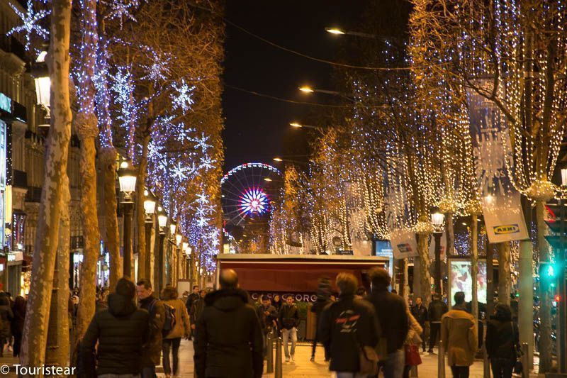 Christmas lights in Paris Champs Eliseos - new year's eve