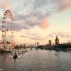 London Eye, Thames and Big Ben at sunset