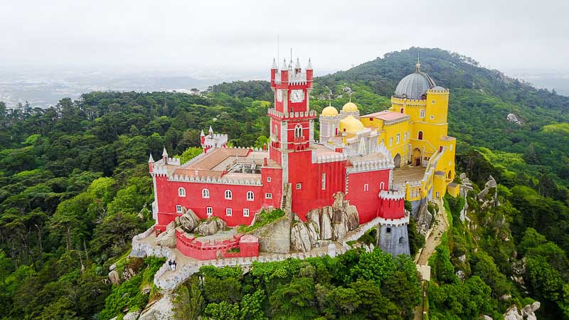 Aerial view of Sintra, visits in surroundings Lisbon