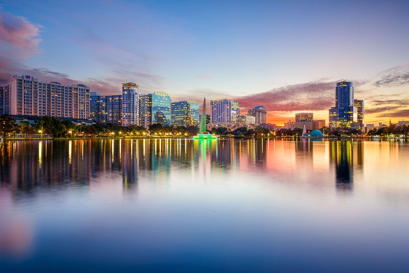 panoramica de Orlando al atardecer