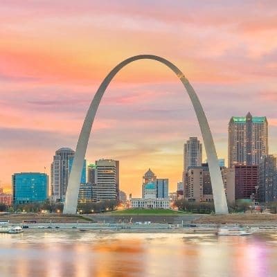 Gateway Arch St louis sunset