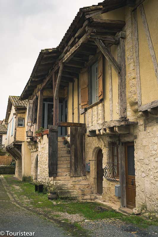Medieval Houses in Issigeac with grey sky