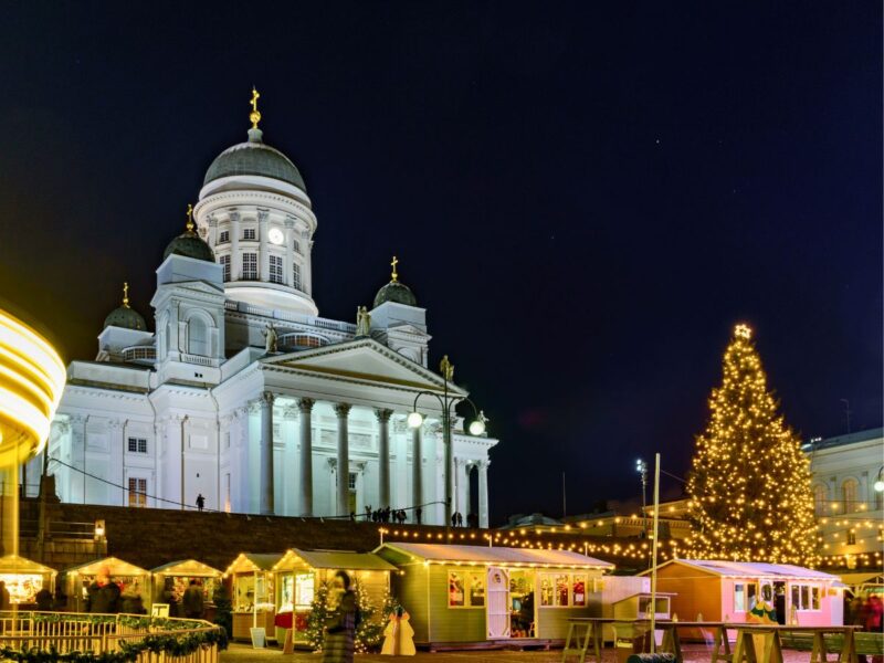 Helsinki Christmas market at night