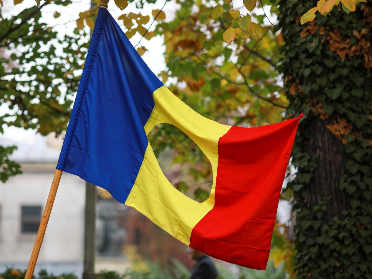 Romanian Flag with a Hole of the Museum Of The 1989 Revolution