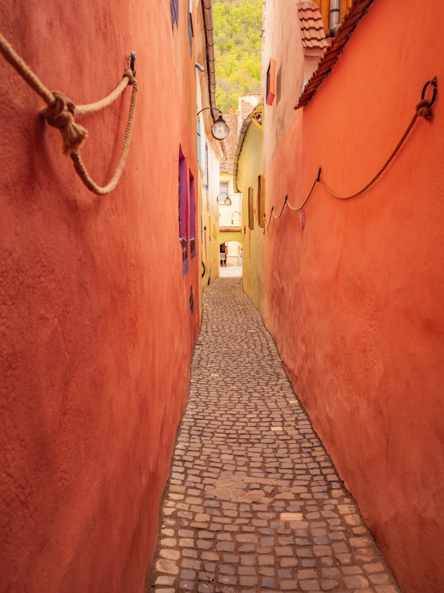 Strada Sforii or narrow streets in cobbled stone in Brasov