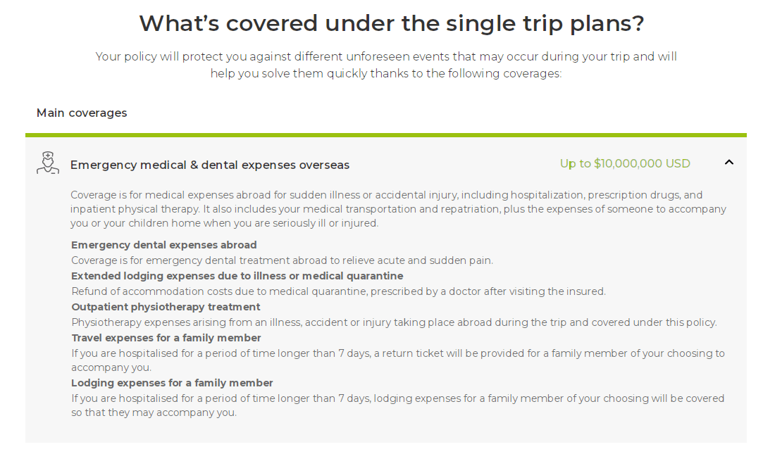 Hey Mondo Travel Insurance Single Trip Plans coverage
