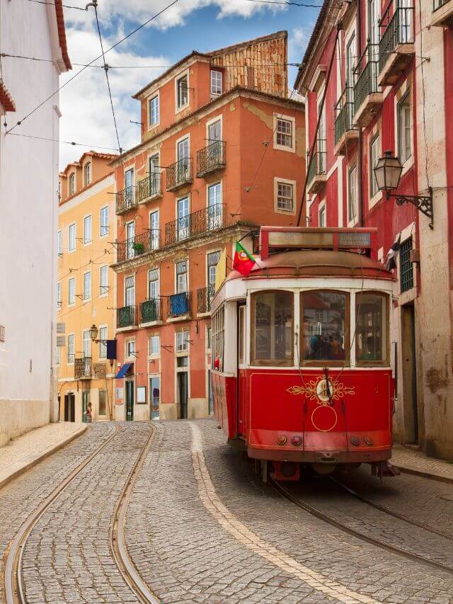 Red Tramway in Lisbon