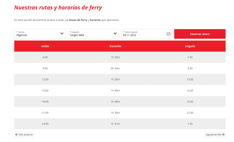 Horarios ferry Algeciras Tanger
