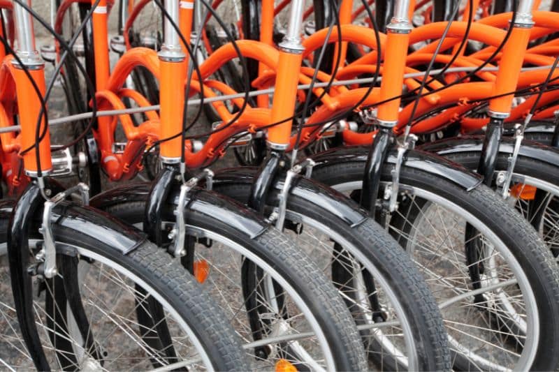orange bicycles in munich