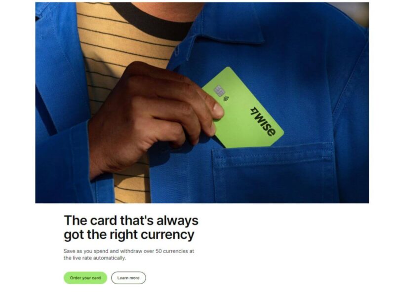 Wise Card taken out from shirt pocket