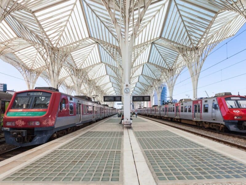 Inside the Oriente train station as another interesting stop for a drive from Lisbon to Porto