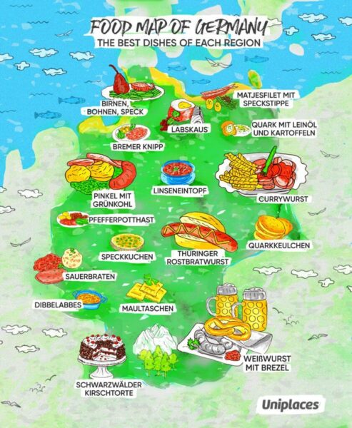 food map of Germany, the best dishes of each region